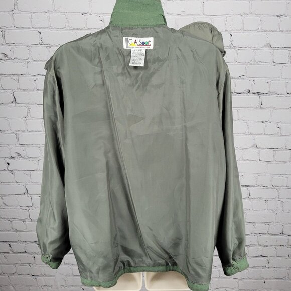 VTG C.A. Sport Green 100% Silk Lightweight Buttoned Lined Jacket Safari Large L - Picture 5 of 16